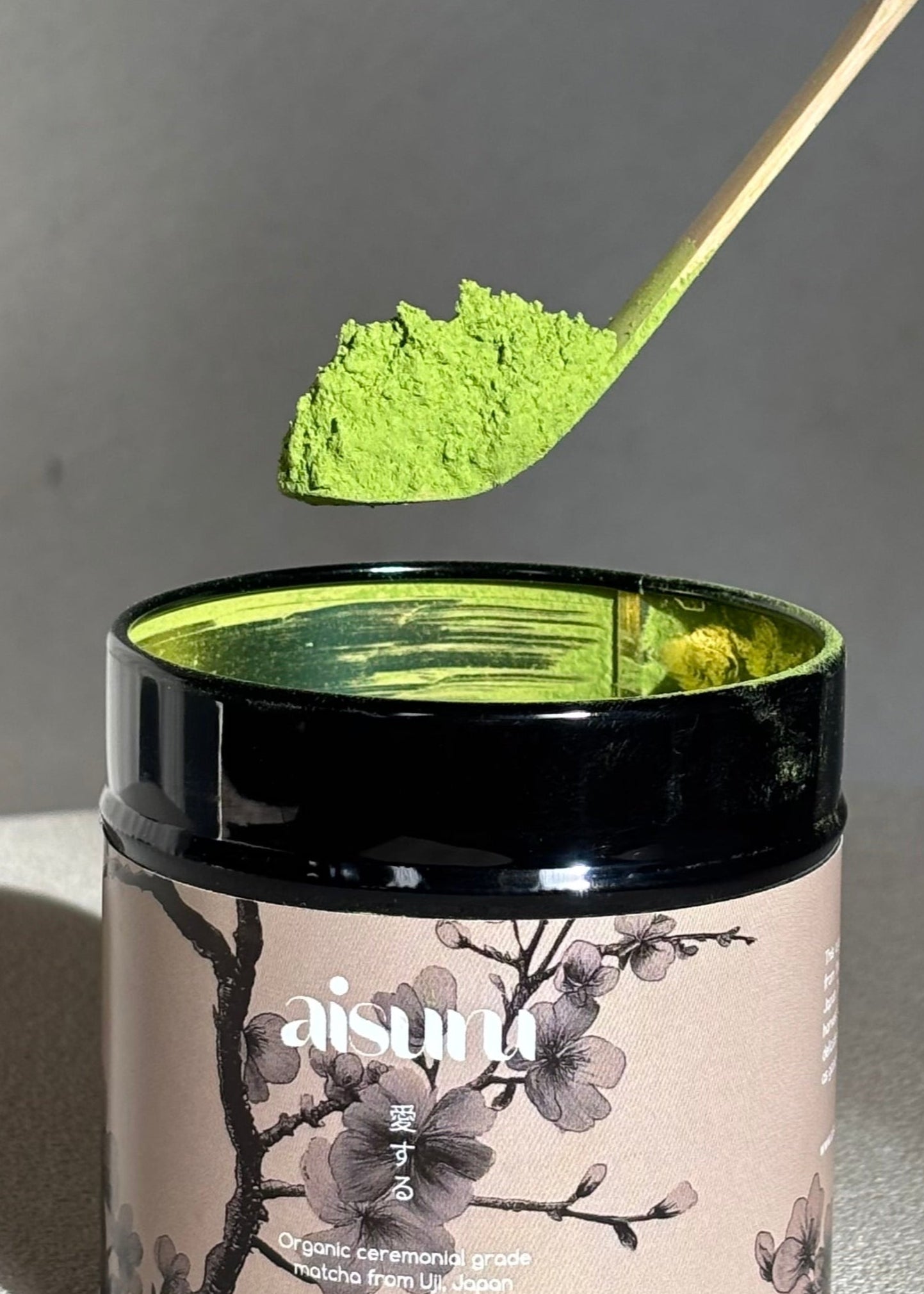 Aisuru ceremonial grade matcha and chashaku